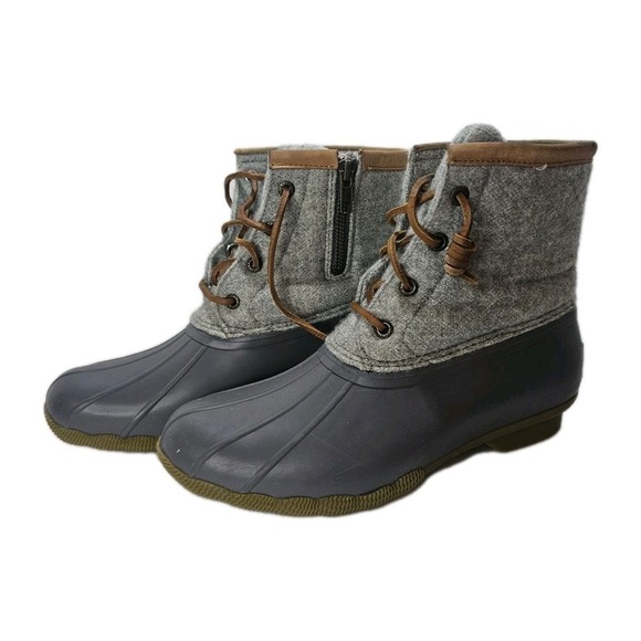 Sperry Top Sider Gray Wool Duck Boots Waterproof Thinsulate Warm Womens - Picture 1 of 7